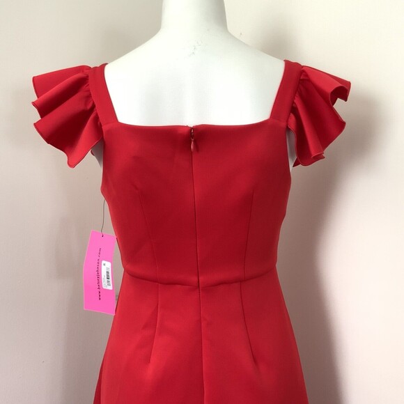 Betsey Johnson Red Fit & Flare Square Neck Scuba Midi Dress 2 - Picture 5 of 9